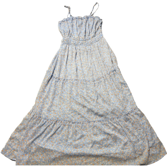 Hippie Rose Maxi Boho Dress Lined Tiered Lace Straps Sun Dress Large - Picture 1 of 7